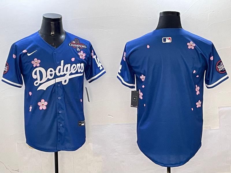 Men Los Angeles Dodgers Blank Blue Sakura Edition 2025 Nike MLB Jersey style 3->los angeles dodgers->MLB Jersey
